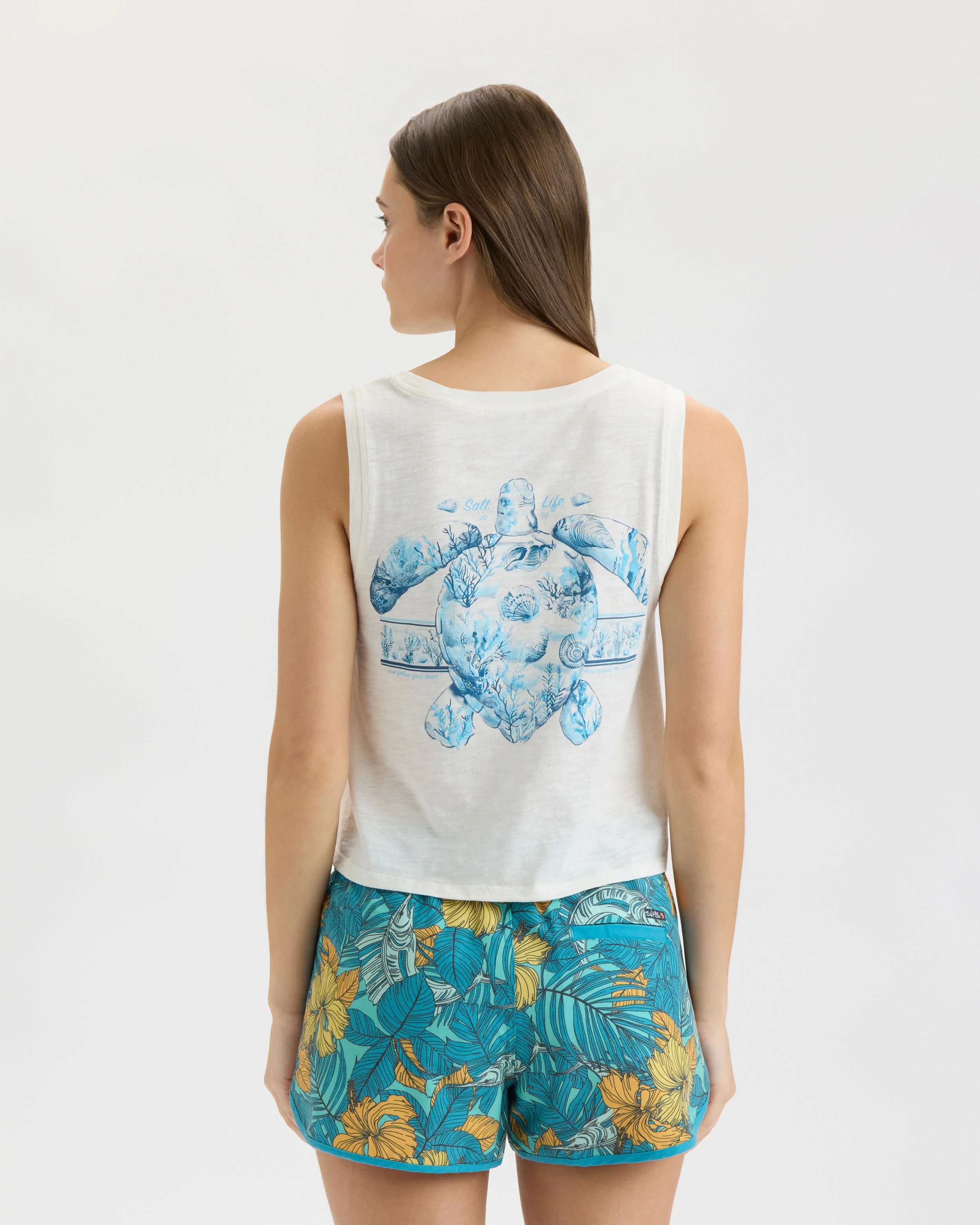 Women’s Aquarium Turtle Tie Front Tank Top - Image 4