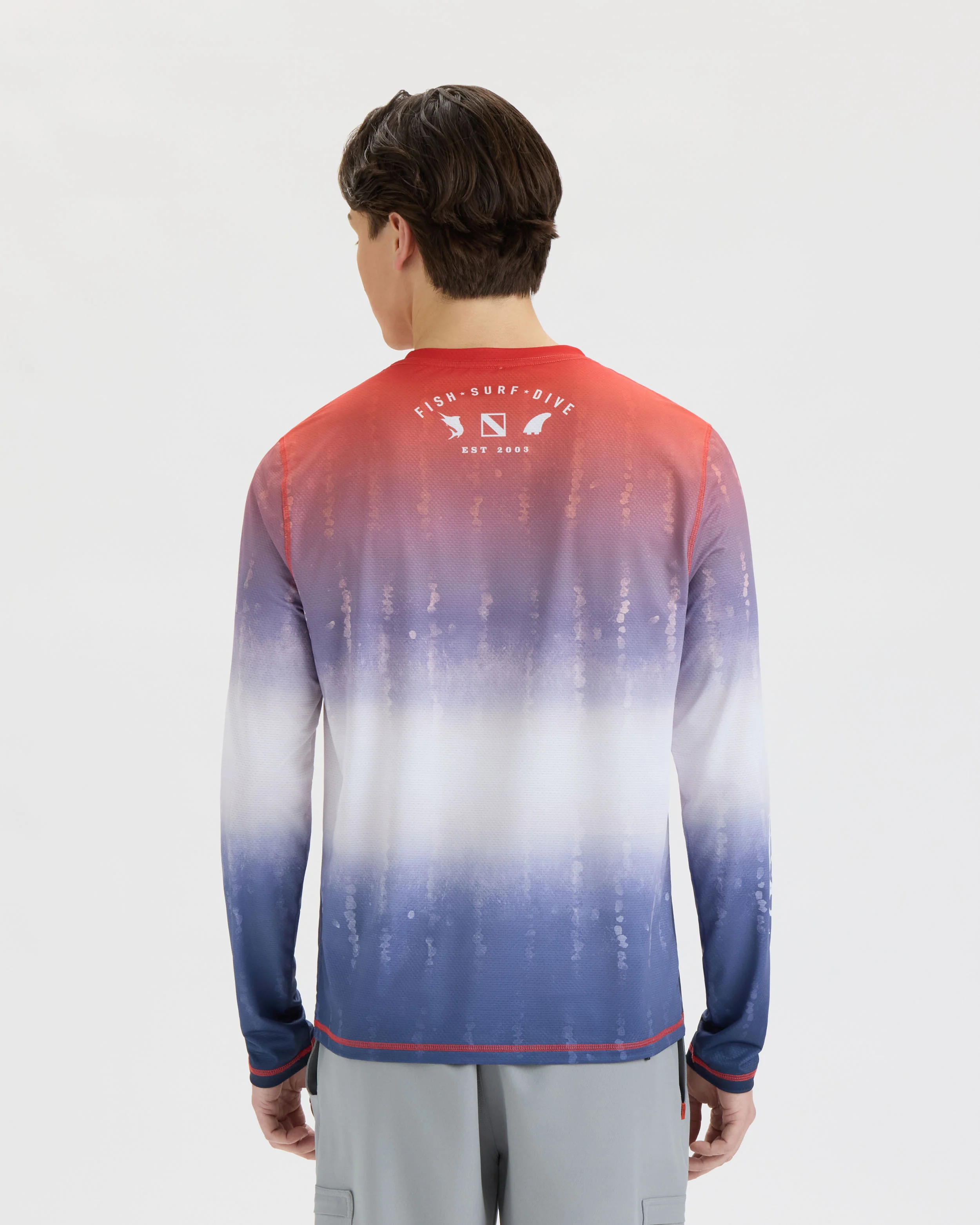Men’s Red White and Waves Fade Perforated SLX Performance Tee - Image 4