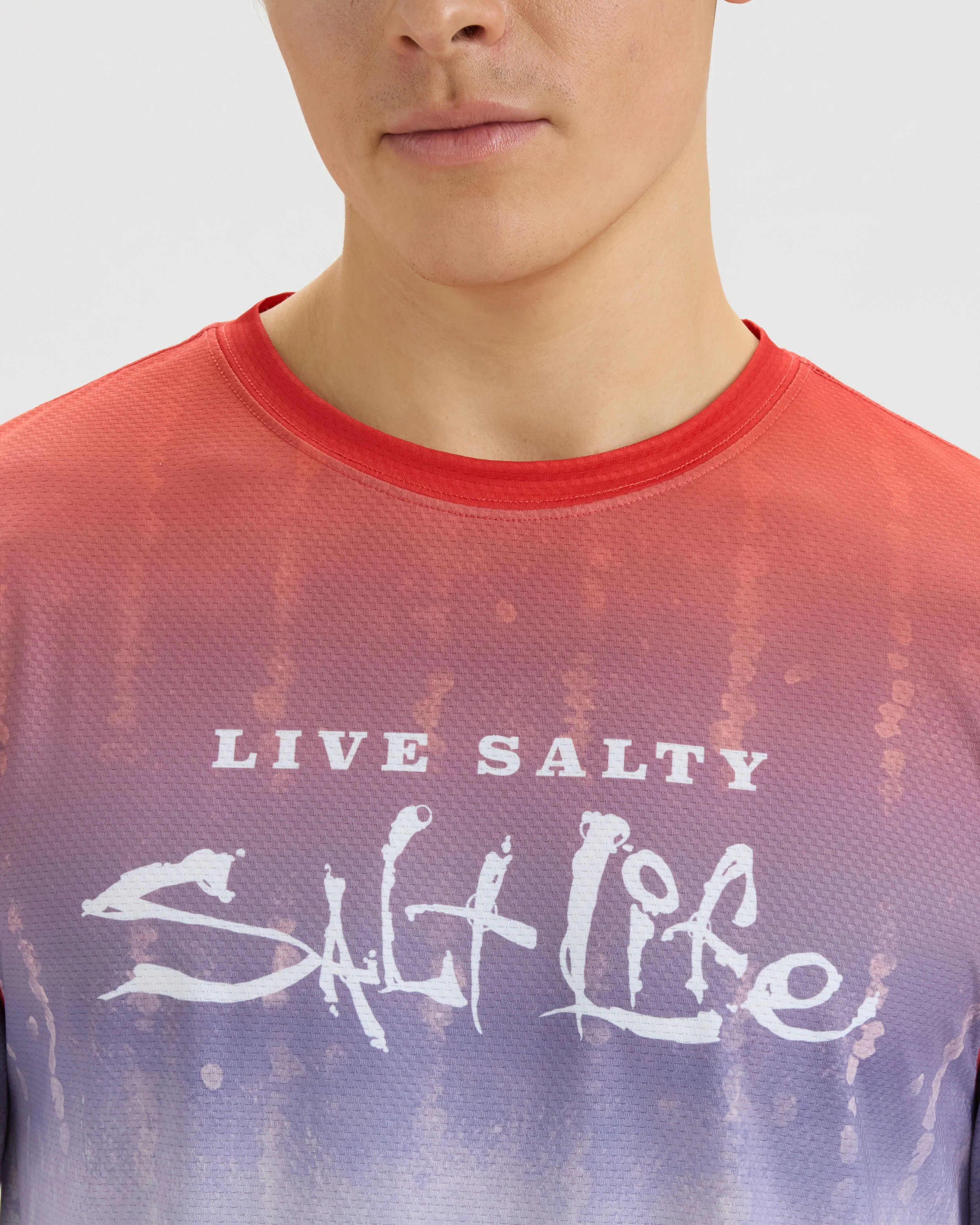 Men’s Red White and Waves Fade Perforated SLX Performance Tee - Image 5