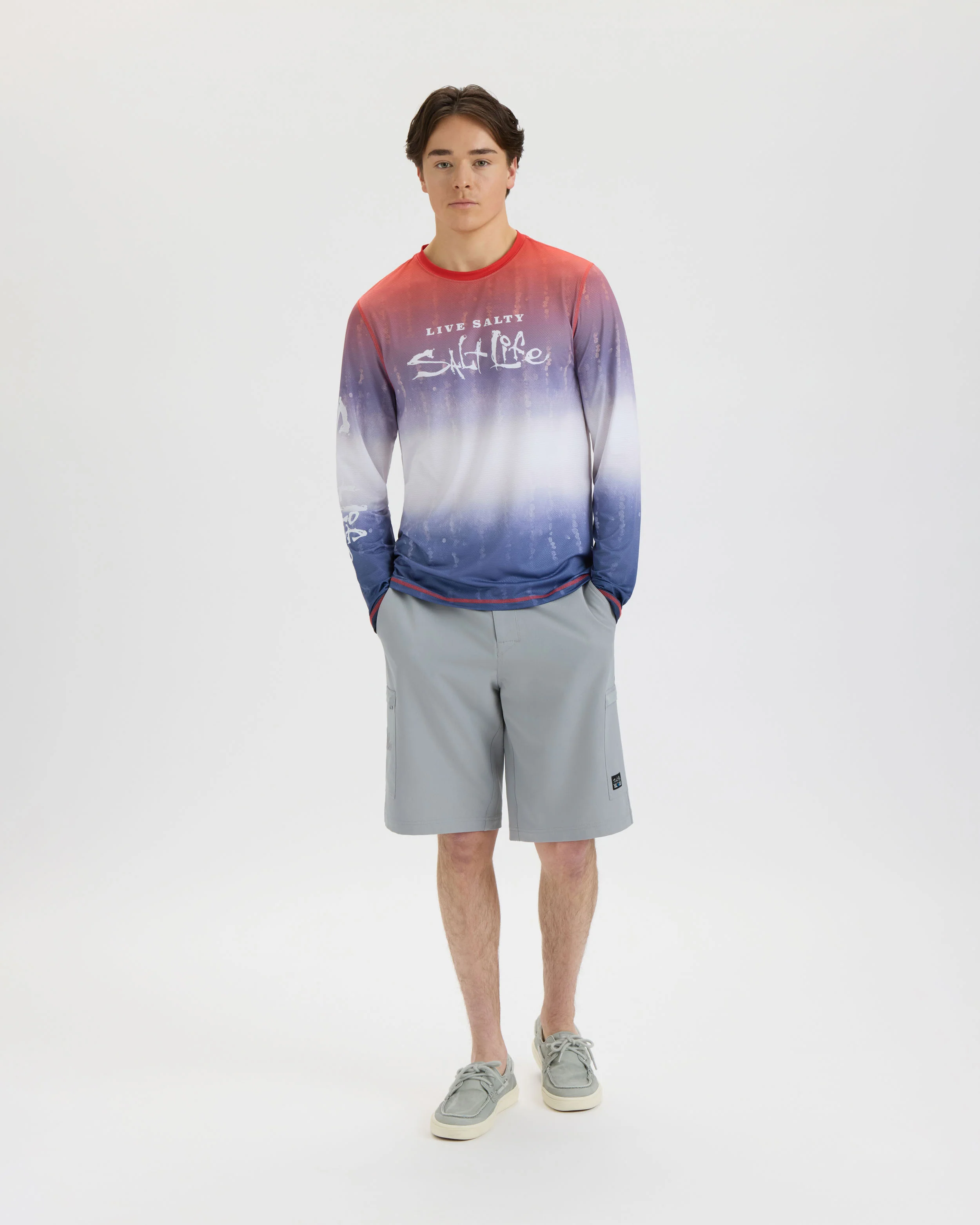 Men’s Red White and Waves Fade Perforated SLX Performance Tee - Image 6