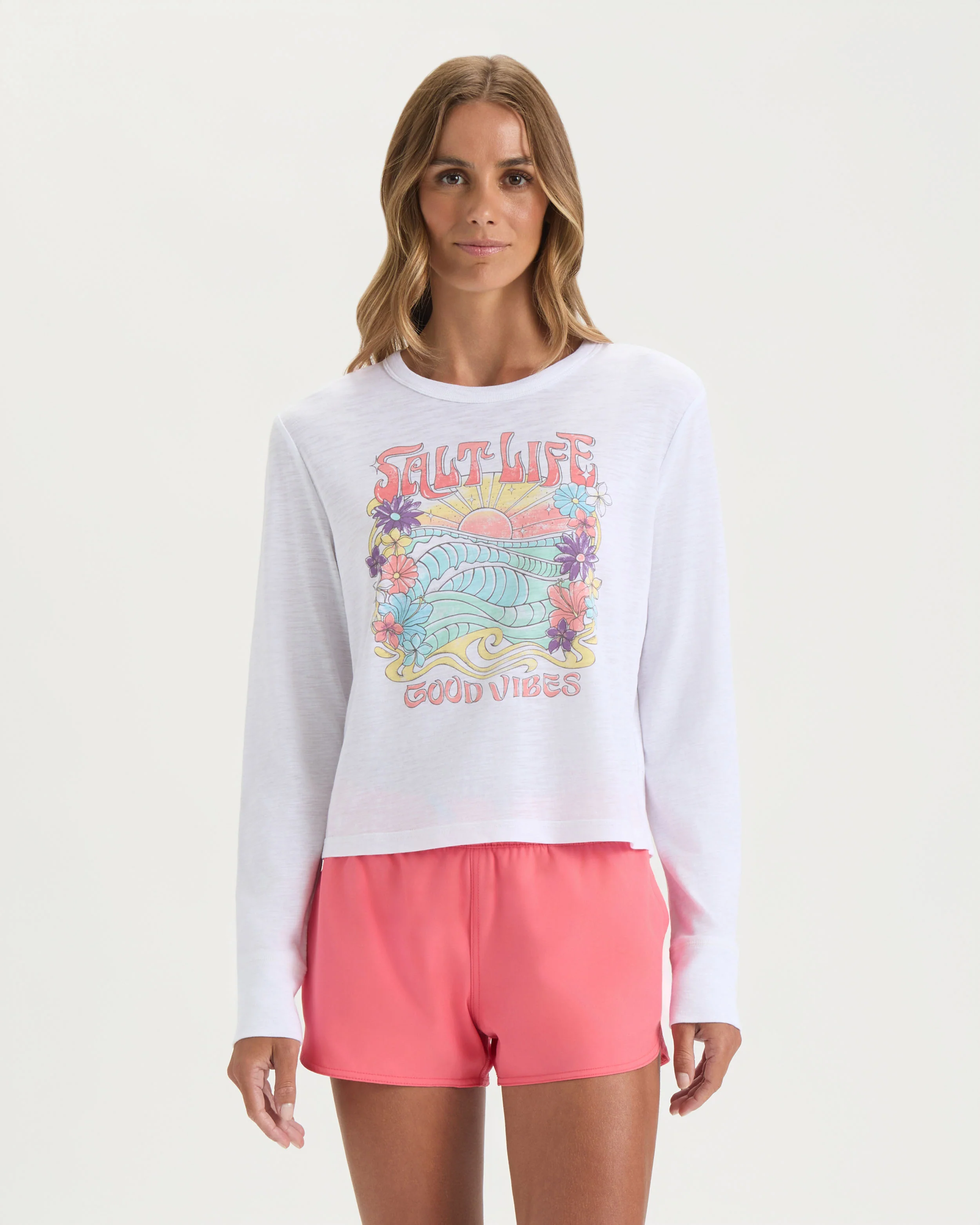 Women’s Sunrise Vibes Crew Neck Cropped Shirt - Image 2